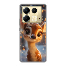 Яркий чехол для Infinix Note 40 с Зимними Оленятами (Оленёнок среди гирлянд)