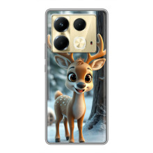 Яркий чехол для Infinix Note 40 с Зимними Оленятами (Оленёнок в лесу)