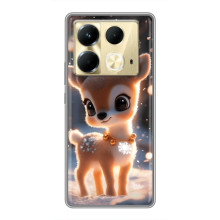 Яркий чехол для Infinix Note 40 с Зимними Оленятами (Оленёнок)
