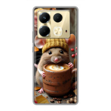 Друкований чохол 'Звірята з кавою' для Infinix Note 40 – Мишка з кавою