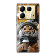 Друкований чохол 'Звірята з кавою' для Infinix Note 40 – Тигр з кавою