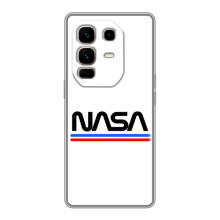 Силіконовый бампер з принтом "Наса" на Infinix Note 50 Pro Plus – NASA на білому тлі