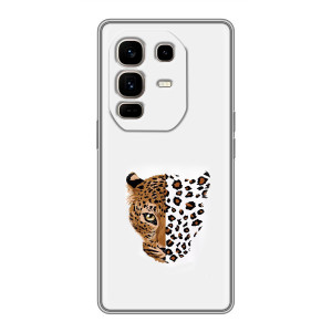 Чехол с леопардовым принтом на Infinix Note 50 Pro Plus – Леопард на белом