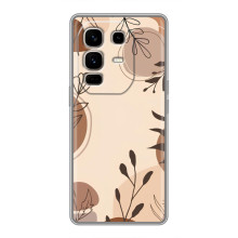 Чохол з квітковим принтом на Ноте 50 Про Плюс (Коричневі квіти)
