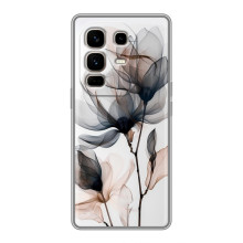 Чохол з квітковим принтом на Ноте 50 Про Плюс (Квіти на білому)