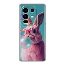 Чохол з принтом стильні тварини для Ноте 50 Про Плюс (Кролик в окулярах)