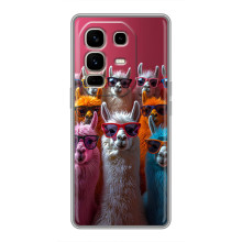 Чохол з принтом стильні тварини для Ноте 50 Про Плюс (Лами в окулярах)