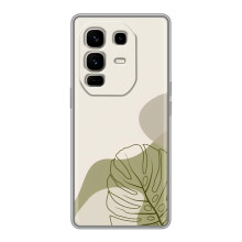 Силконовий чохол з принтом в квітах на Infinix Note 50 Pro Plus (Монстера зелена)