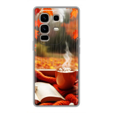 Чехол с уникальным дизайном «Осень с кофе» для Infinix Note 50 Pro Plus – Кофе и дождь