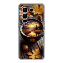 Чехол с уникальным дизайном «Осень с кофе» для Infinix Note 50 Pro Plus – Тёмный кофе