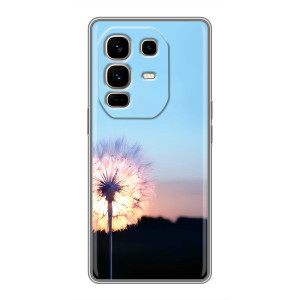 Силиконовый Чехол с одуванчиками на Infinix Note 50 Pro Plus – Закат с одуванчиком