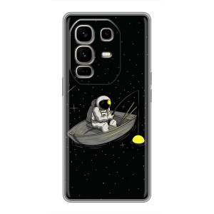 Силиконовый Чехол с принтом "Космонавты" на Infinix Note 50 Pro Plus – Космонавт на рыбалке
