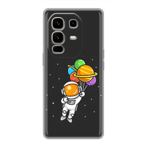 Силиконовый Чехол с принтом "Космонавты" на Infinix Note 50 Pro Plus – Космонавт с шариками