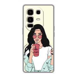 Силиконовый Чехол на Infinix Note 50 Pro Plus с картинкой Стильных Девушек – С напитком