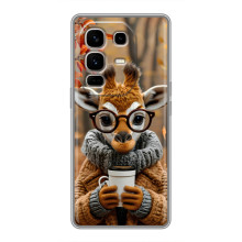 Печатный чехол «Зверята с кофе» для Infinix Note 50 Pro Plus – Жираф с кофе