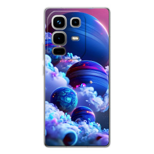 Чехлы КОСМОС для Infinix Note 50 Pro – Синие планеты