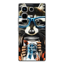 Чехол с принтом для Ноте 50 Про - (Прикольные) (AlphaPrint) (Енот с банкой)