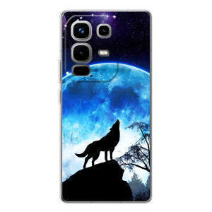 Чохол з Вовком на Infinix Note 50 Pro – Виє на місяць