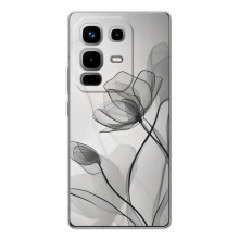 Чехол с цветочным принтом на Ноте 50 Про (Черные цветы)