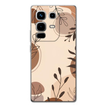 Чехол с цветочным принтом на Ноте 50 Про (Коричневые цветы)