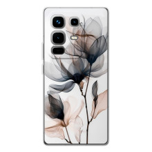 Чехол с цветочным принтом на Ноте 50 Про (Цветы на белом)