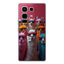 Чохол з принтом стильні тварини для Ноте 50 Про (Лами в окулярах)