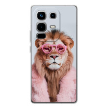 Чохол з принтом стильні тварини для Ноте 50 Про (Лев в окулярах)