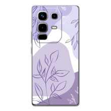 Силиконовый чехол с принтом в цветах на Infinix Note 50 Pro – Фиолетовый дизайн