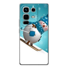 Новорічні Чохли для Ноте 50 Про (VPrint) (Сніговик на лижах)