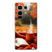 Чехол с уникальным дизайном «Осень с кофе» для Infinix Note 50 Pro – Кофе и дождь