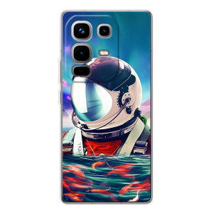 Силіконовый Чохол з принтом "Космонавти" на Infinix Note 50 Pro – Космонавт у воді