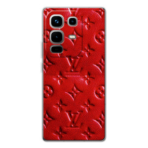 Текстурный Чехол Louis Vuitton для Ноут 50 Про – Красный ЛВ