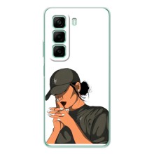 Силиконовый Чехол на Infinix Note 50 Pro с картинкой Стильных Девушек (В зеленом)