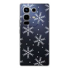 Зимні Чохли для Ноте 50 Про - прозорий фон (Білі сніжинки)