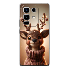 Яркий чехол для Infinix Note 50 Pro с Зимними Оленятами – Олень в свитере