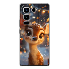 Яркий чехол для Infinix Note 50 Pro с Зимними Оленятами – Оленёнок среди гирлянд