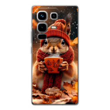 Печатный чехол «Зверята с кофе» для Infinix Note 50 Pro – Белка с кофе