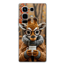 Печатный чехол «Зверята с кофе» для Infinix Note 50 Pro – Жираф с кофе