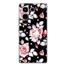 Чехлы с Цветами для Infinix Note 50 (VPrint) (Цветочки на черном)