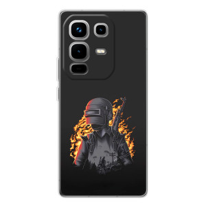 Силиконовый чехол с картинкой "Герой Pubg" на Infinix Note 50 – В огне