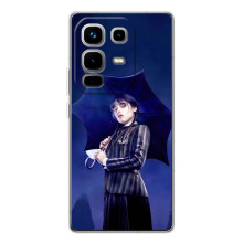 Чехлы Венсдей на Infinix Note 50 Уэнсдей (AlphaPrint) (Уэнздей с зонтом)