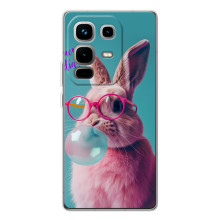 Чехол с принтом стильные животные для Ноте 50 (Кролик в очках)
