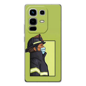 Силиконовый бампер (Работники) на Infinix Note 50 – Пожарник