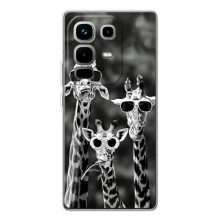 Силиконовый чехол с КАРТИНКАМИ лето для Infinix Note 50 (AlphaPrint) (Жирафы в очках)