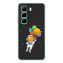 Силиконовый Чехол с принтом "Космонавты" на Infinix Note 50 – Космонавт с шариками