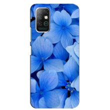 Силиконовый бампер с принтом (цветочки) на Інфиникс Нот 8 (Синие цветы)