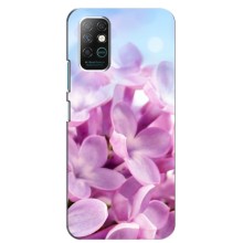 Силиконовый бампер с принтом (цветочки) на Інфиникс Нот 8 (Сиреневые цветы)