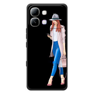 Чехол с картинкой Модные Девчонки Infinix Note Edge – Девушка со смартфоном