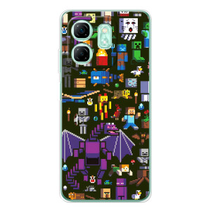 Чехол Майнкрафт на Infinix Smart 10 HD (AlphaPrint) Minecraft – Коллаж Майнкрафт