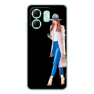 Чехол с картинкой Модные Девчонки Infinix Smart 10 HD (Девушка со смартфоном)